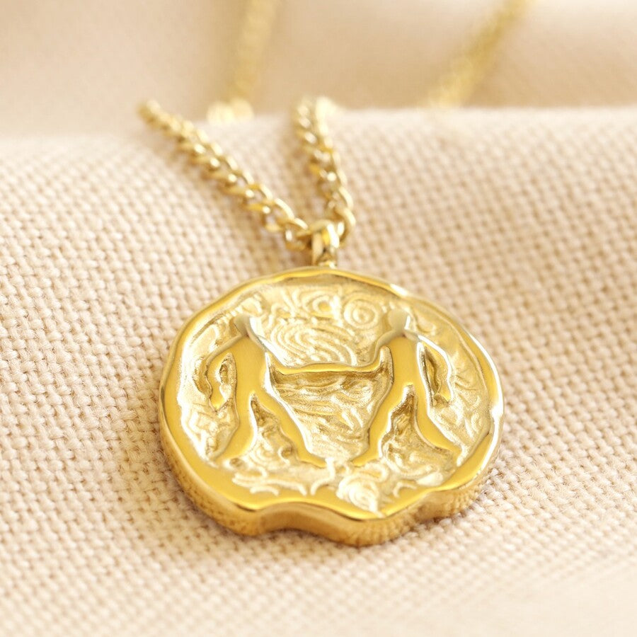 Gold Necklace Gemini Chain Gemini Zodiac Pendant Mini Link Chain