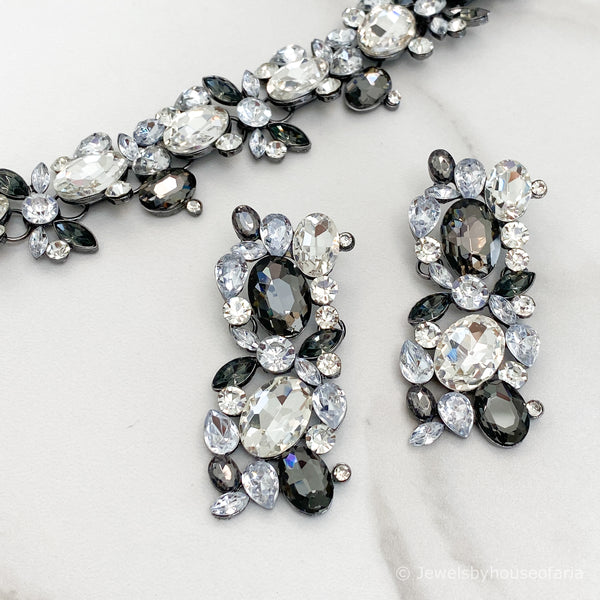 RIA Smokey Grey Choker Necklace Set