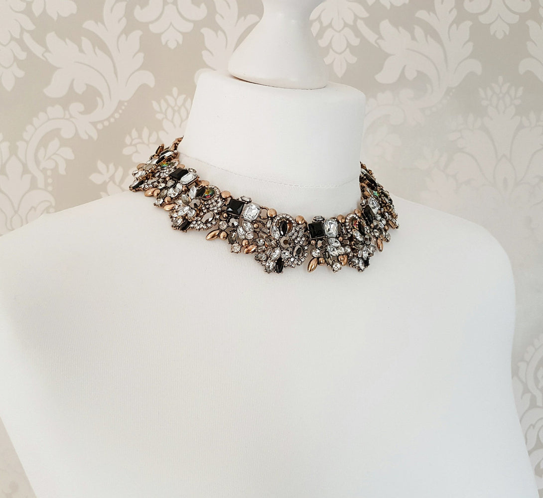 black jewel bib necklace for her