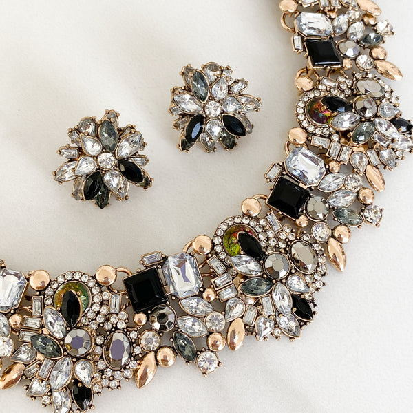 STORM Black & Gold Necklace & Earring Set
