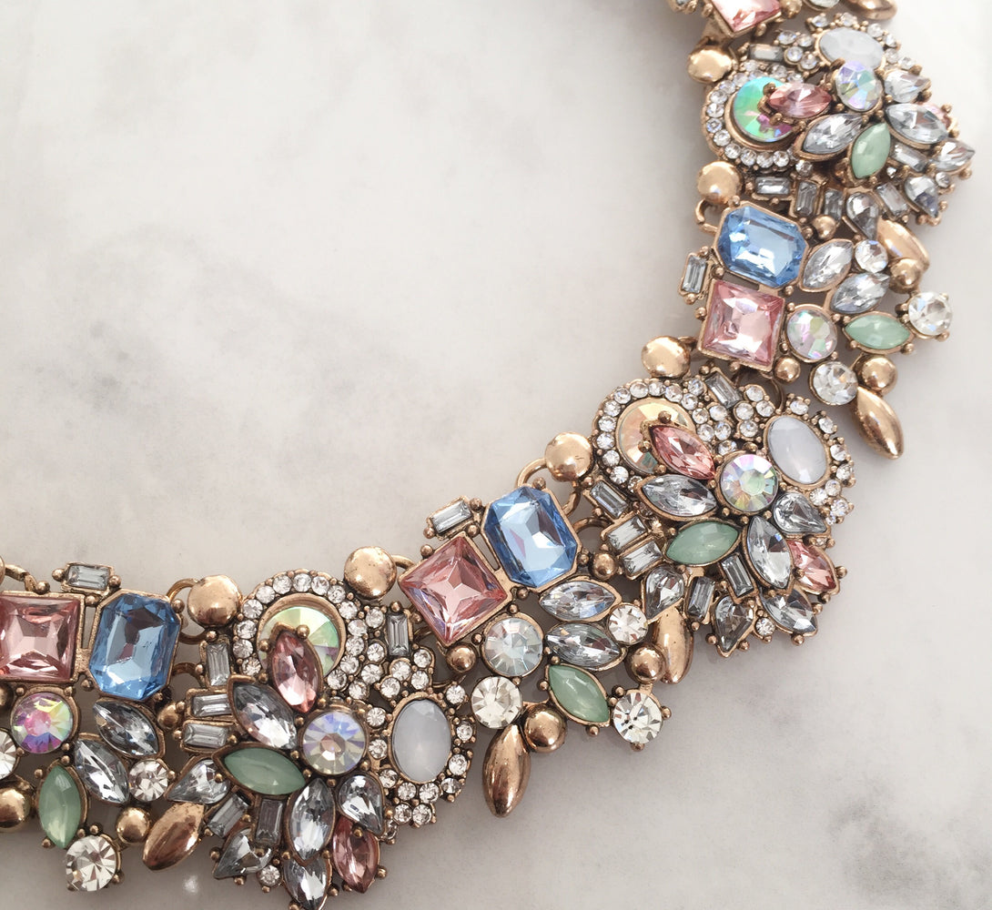 pastel rhinestone statement choker