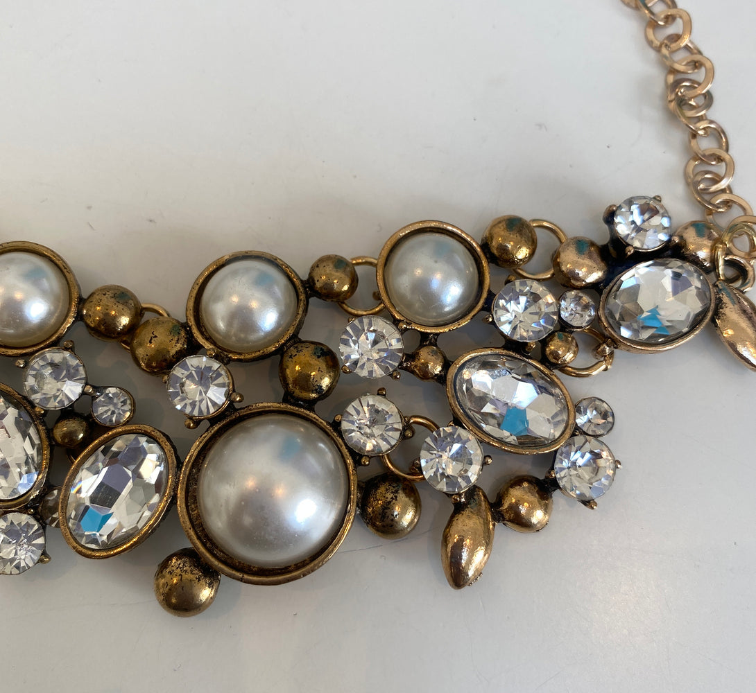 Pearl & Gold Statement Necklace - Not perfect but still beautiful