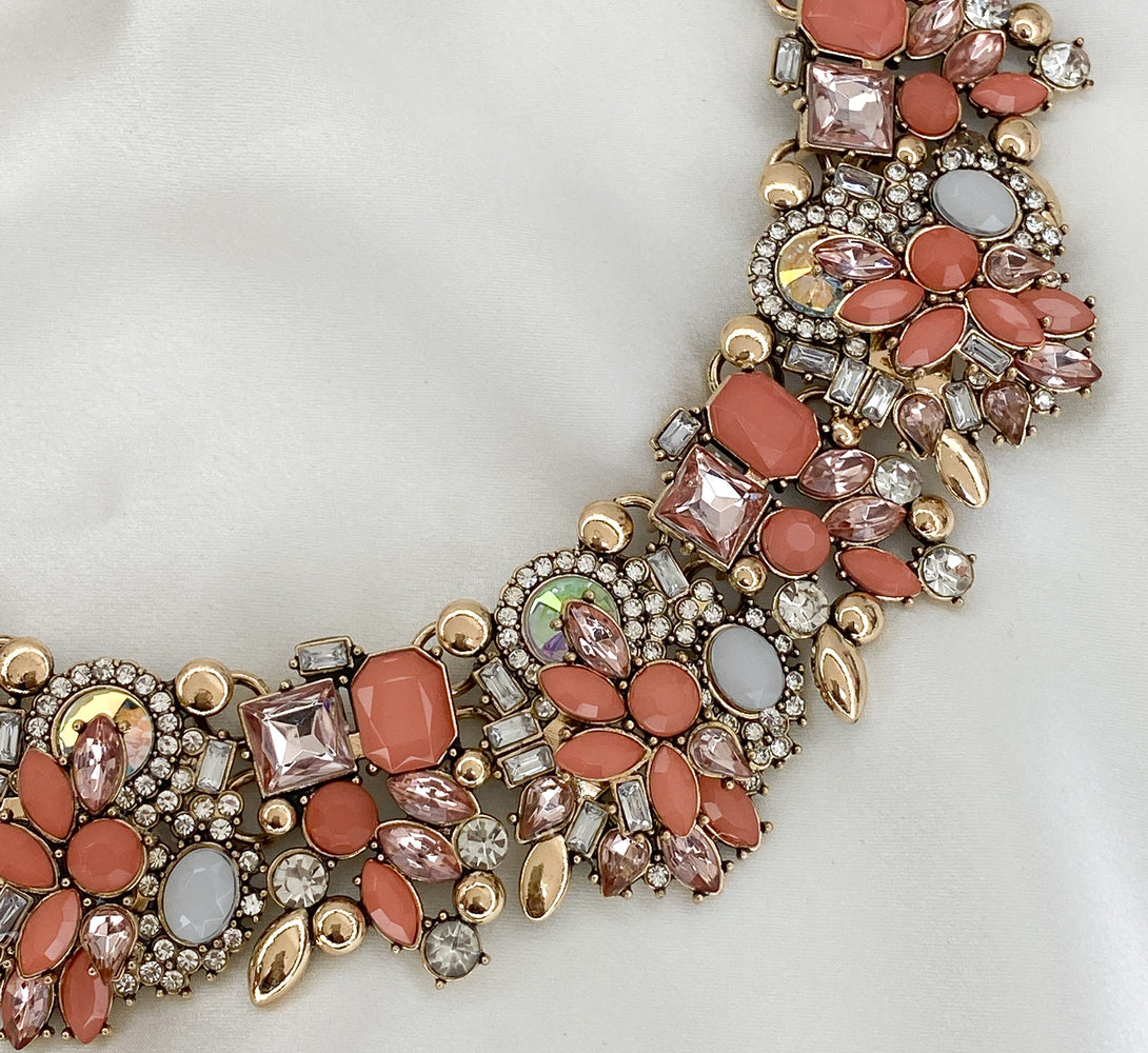 AMELLE Pink & Gold Statement Necklace