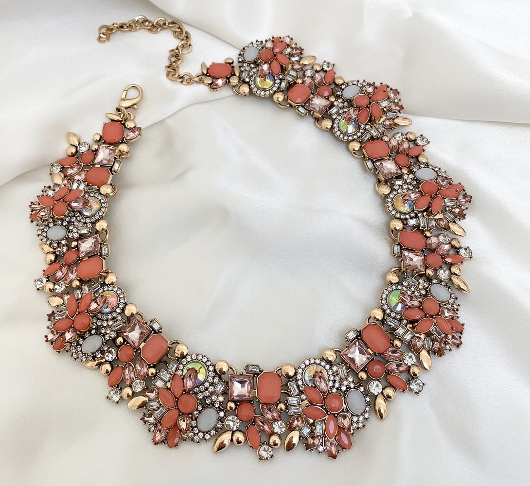 AMELLE Pink & Gold Statement Necklace