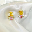 NOVA Pink & Yellow Crystal Stud Earrings