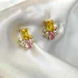 NOVA Pink & Yellow Crystal Stud Earrings