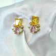 NOVA Pink & Yellow Crystal Stud Earrings