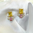 NOVA Pink & Yellow Crystal Stud Earrings