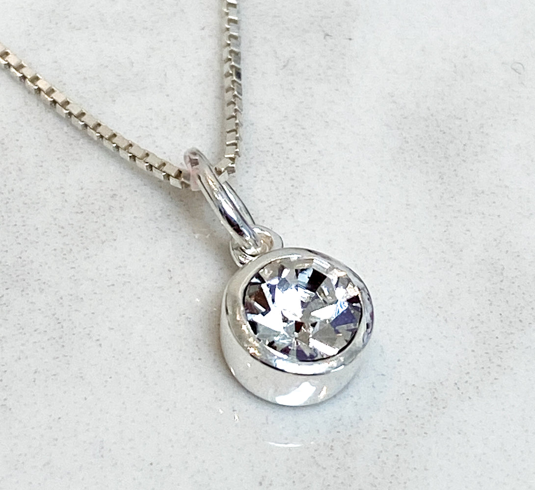 Sterling Silver Star Birthstone Necklace