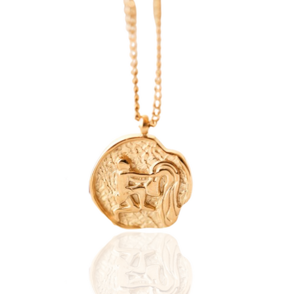 Aquarius Star Sign Gold Pendant Necklace