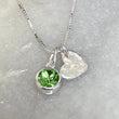 August birthstone charm with heart pendant necklace in sterling silver