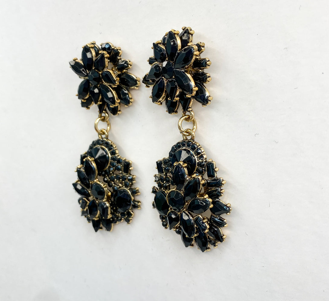 ELLA Black & Gold Drop Earrings