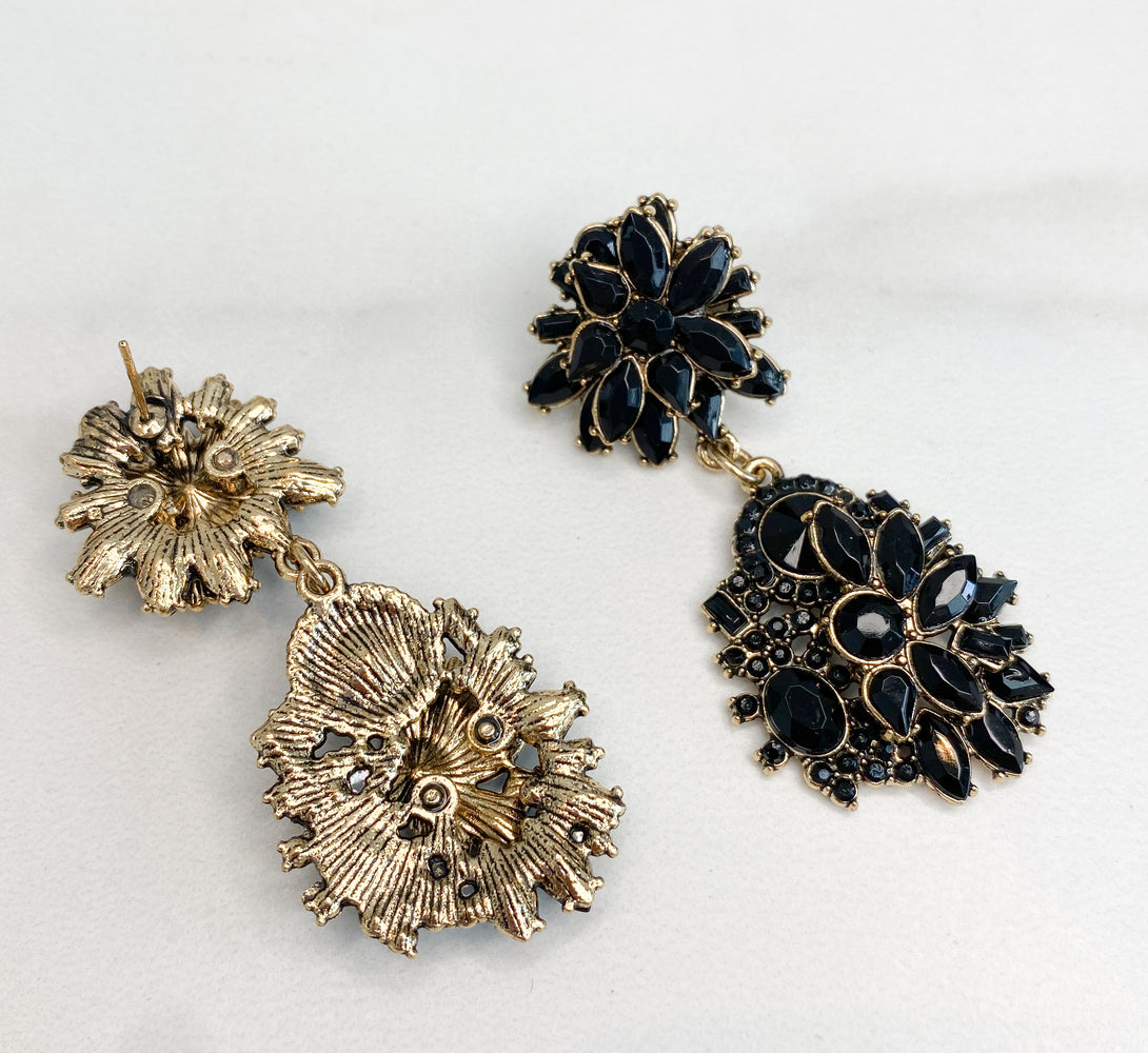 ELLA Black & Gold Drop Earrings
