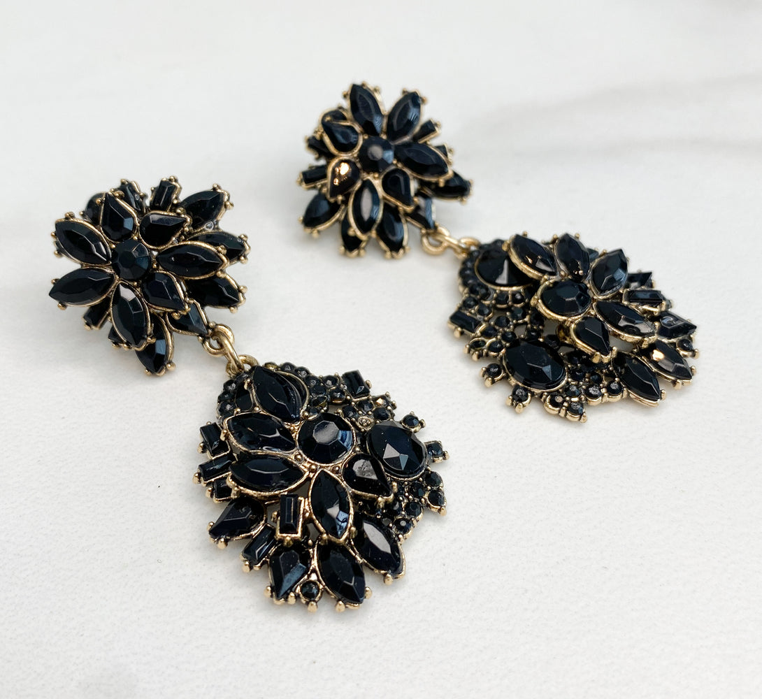 ELLA Black & Gold Drop Earrings