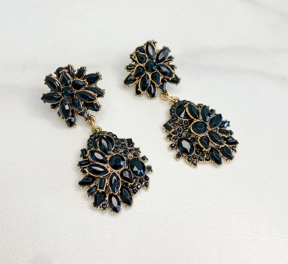 ELLA Black & Gold Drop Earrings