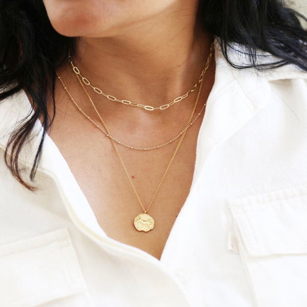 Capricorn Star Sign Gold Pendant Necklace