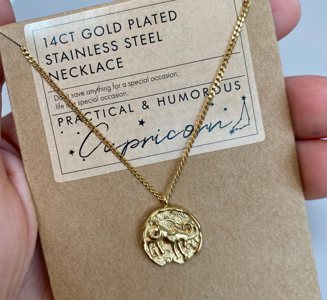 Capricorn Star Sign Gold Pendant Necklace