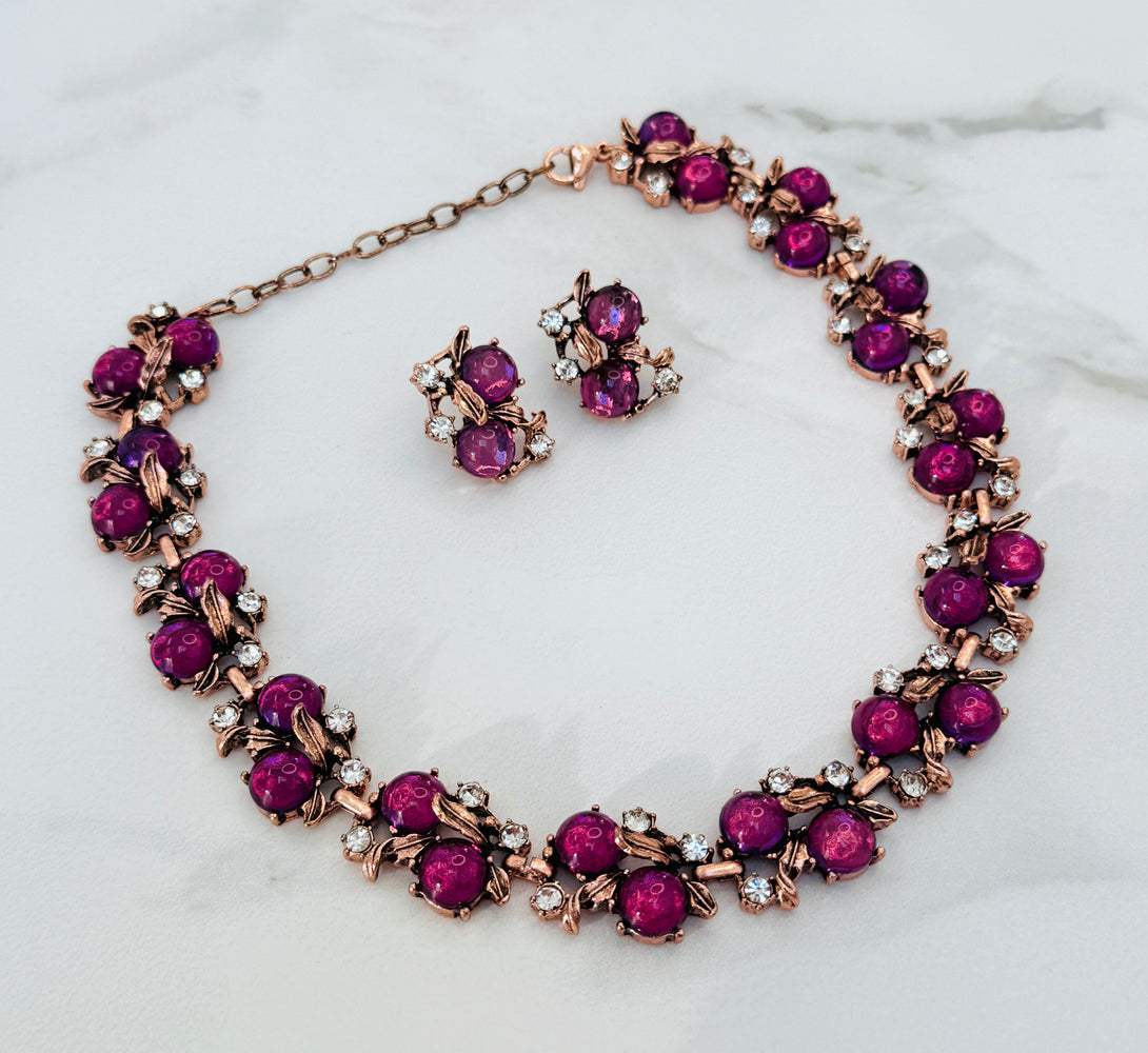 GIA Pink & Rose Gold Jewel Necklace Set