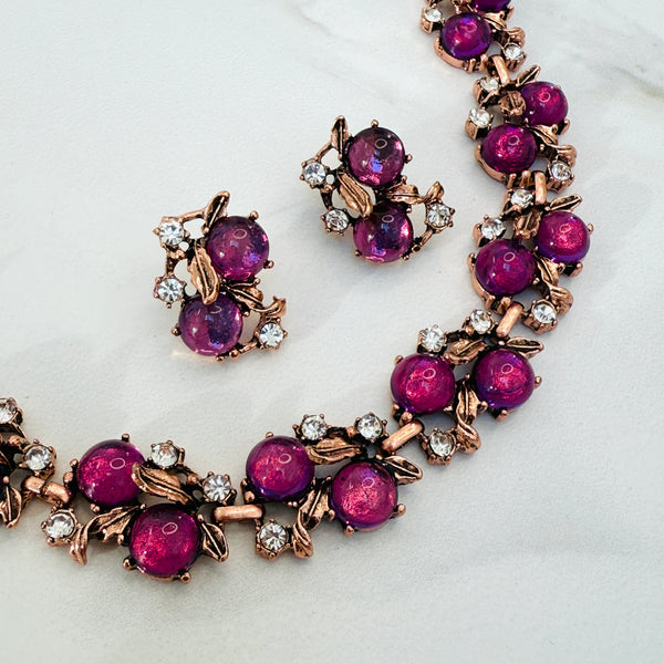 GIA Pink & Rose Gold Jewel Necklace Set