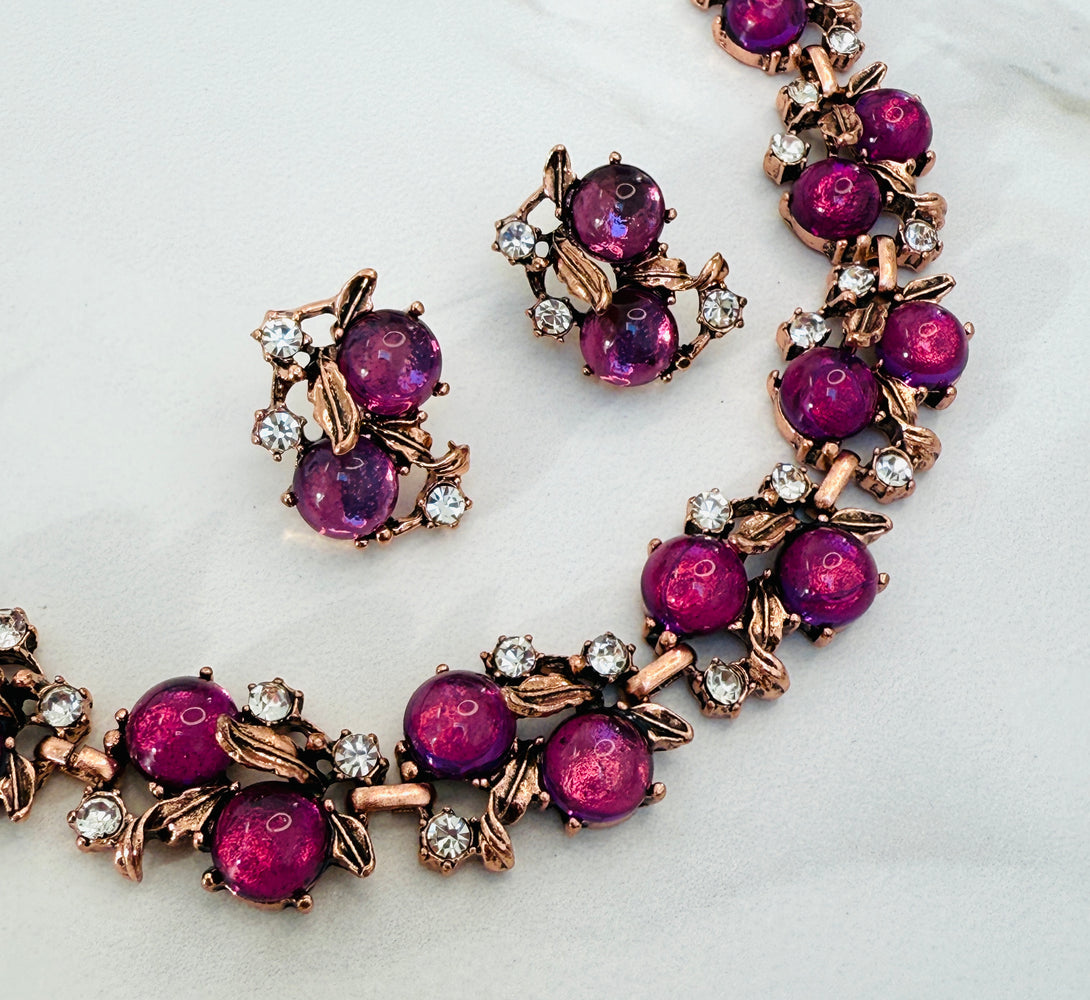 GIA Pink & Rose Gold Jewel Necklace Set