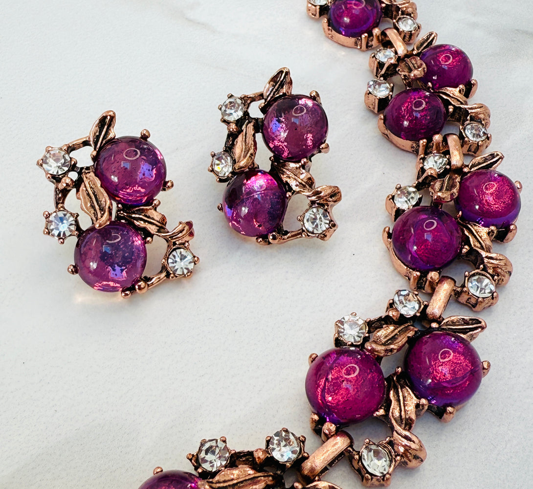 GIA Pink & Rose Gold Jewel Necklace Set