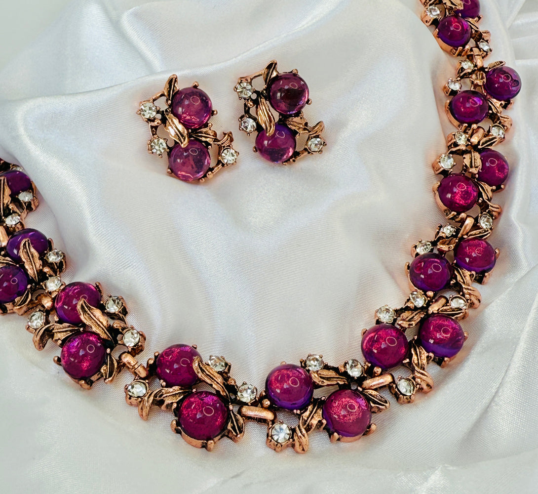 GIA Pink & Rose Gold Jewel Necklace Set