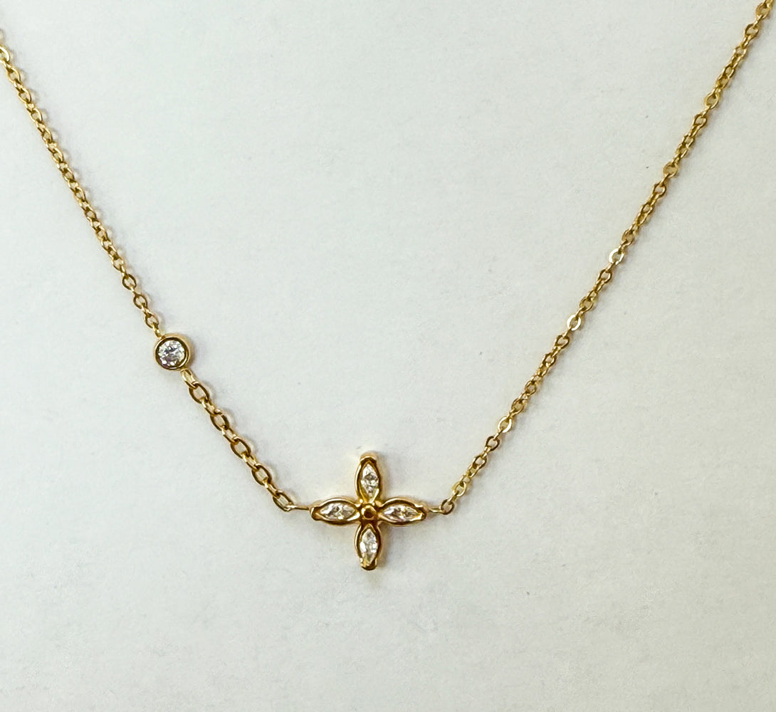 BEA Crystal Gold Flower Pendant Necklace