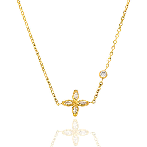 BEA Crystal Gold Flower Pendant Necklace