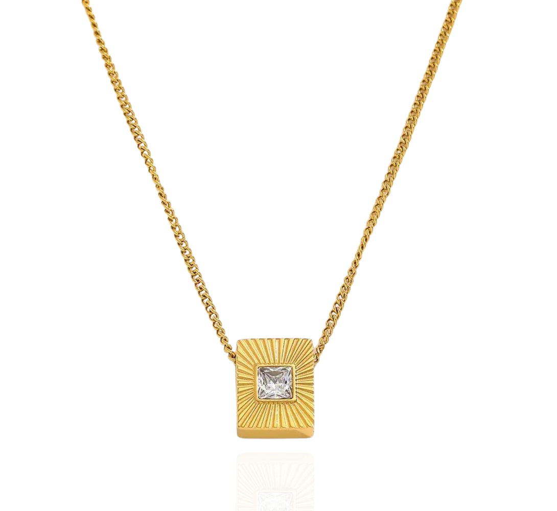 BRIT Gold Rectangle Necklace