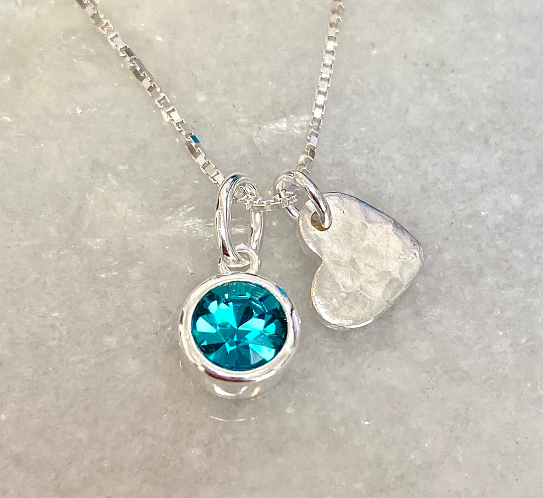 Sterling Silver Heart Birthstone Pendant Necklace - Main Image