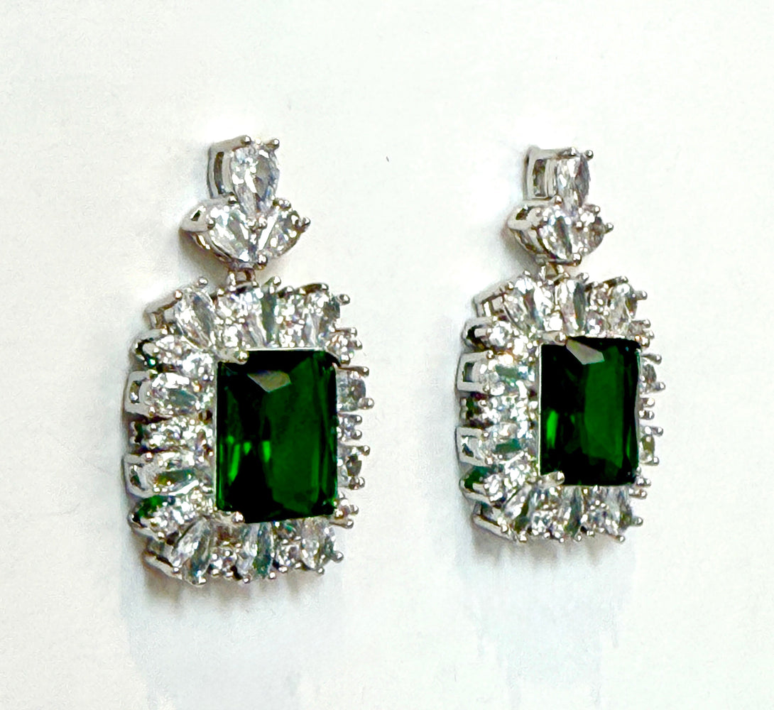 green crystal earrings 
