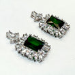 ISLA Emerald Green Crystal Earrings - Silver