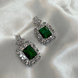 ISLA Emerald Green Crystal Earrings - Silver