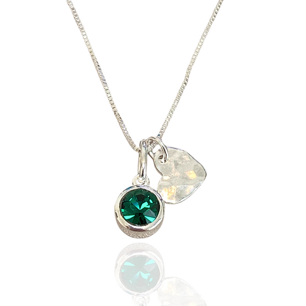 Sterling Silver Heart Birthstone Necklace