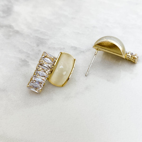 TORY Gold Enamel Zirconia Stud Earrings