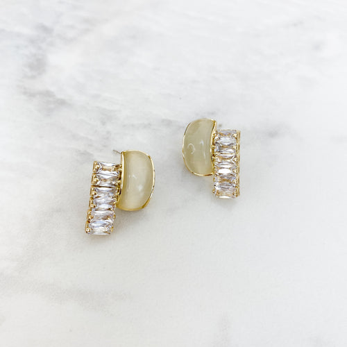 Womens Gold enamel stud earrings