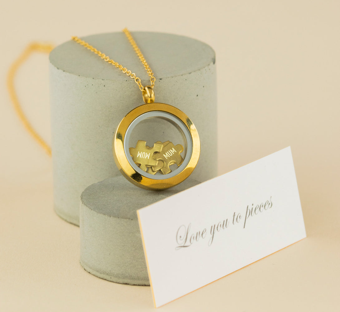 I love you to pieces Jigsaw Gold Personalised Necklace