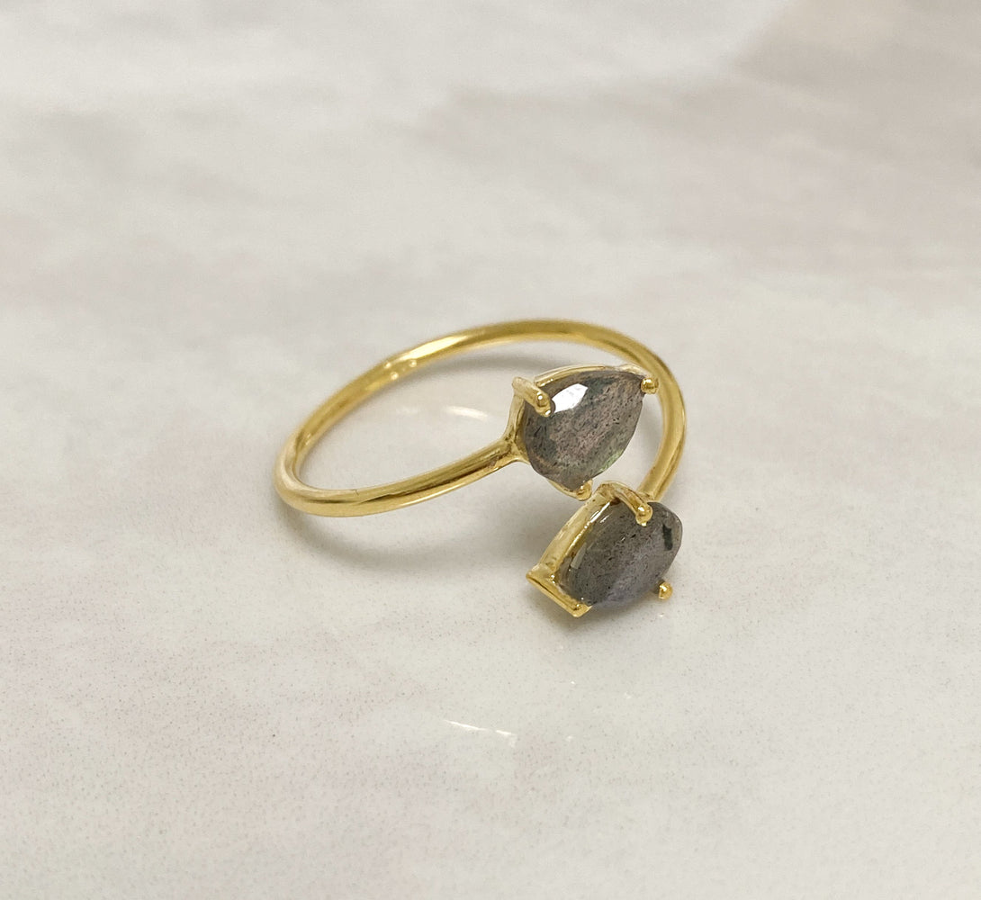 gold and labradorite crystal ring