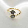 Gold Labradorite Gemstone Pear drop Ring