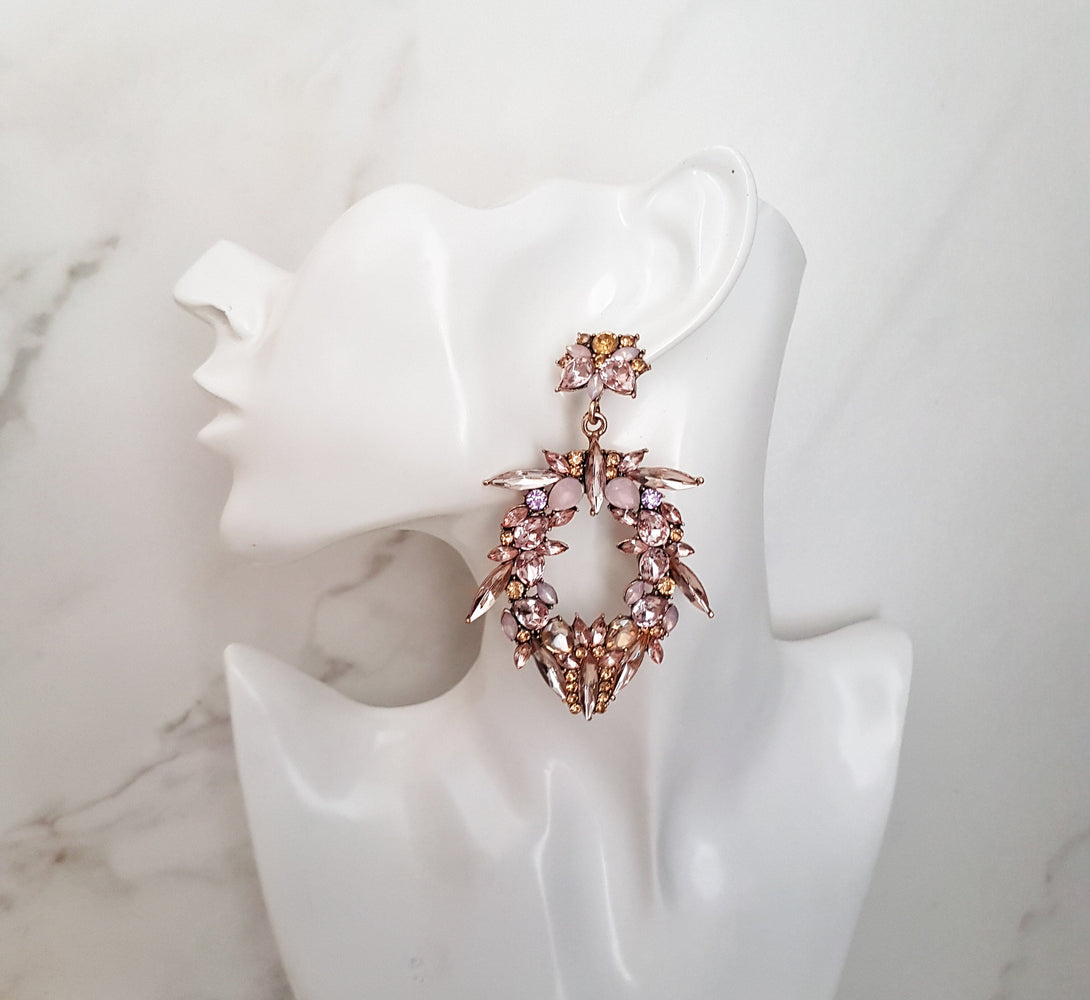 Buy pink jewel earrings Chandelier style Ladies