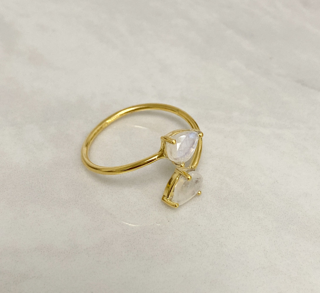 Gold moonstone crystal ring womens 