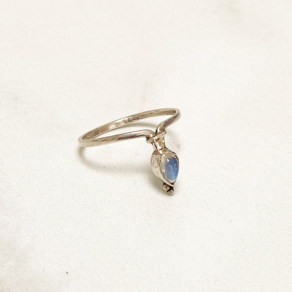 Sterling Silver Moonstone Crystal Ring