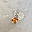 November birthstone charm with heart pendant necklace in sterling silver