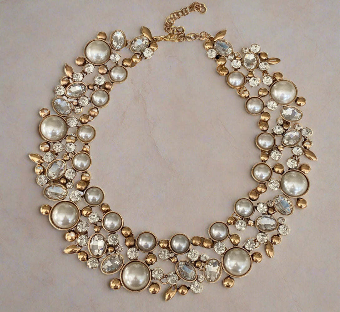 Pearl & Gold Statement Necklace - Not perfect but still beautiful