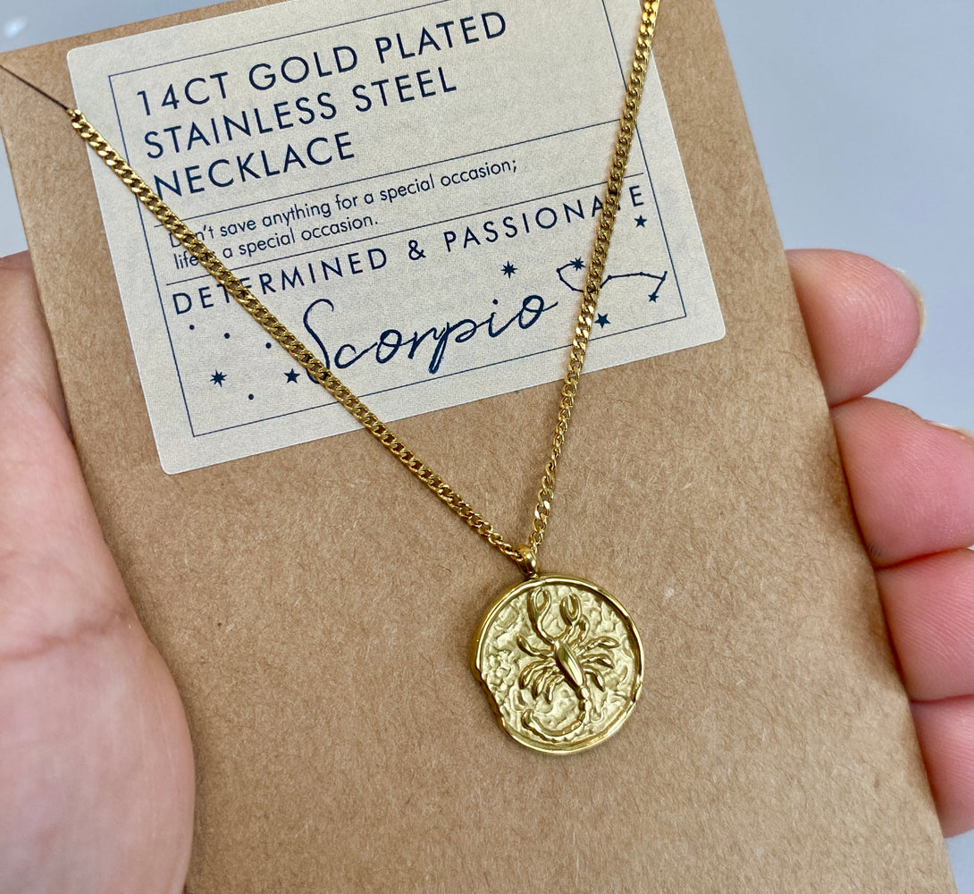 Scorpio Zodiac Gold Pendant Necklace