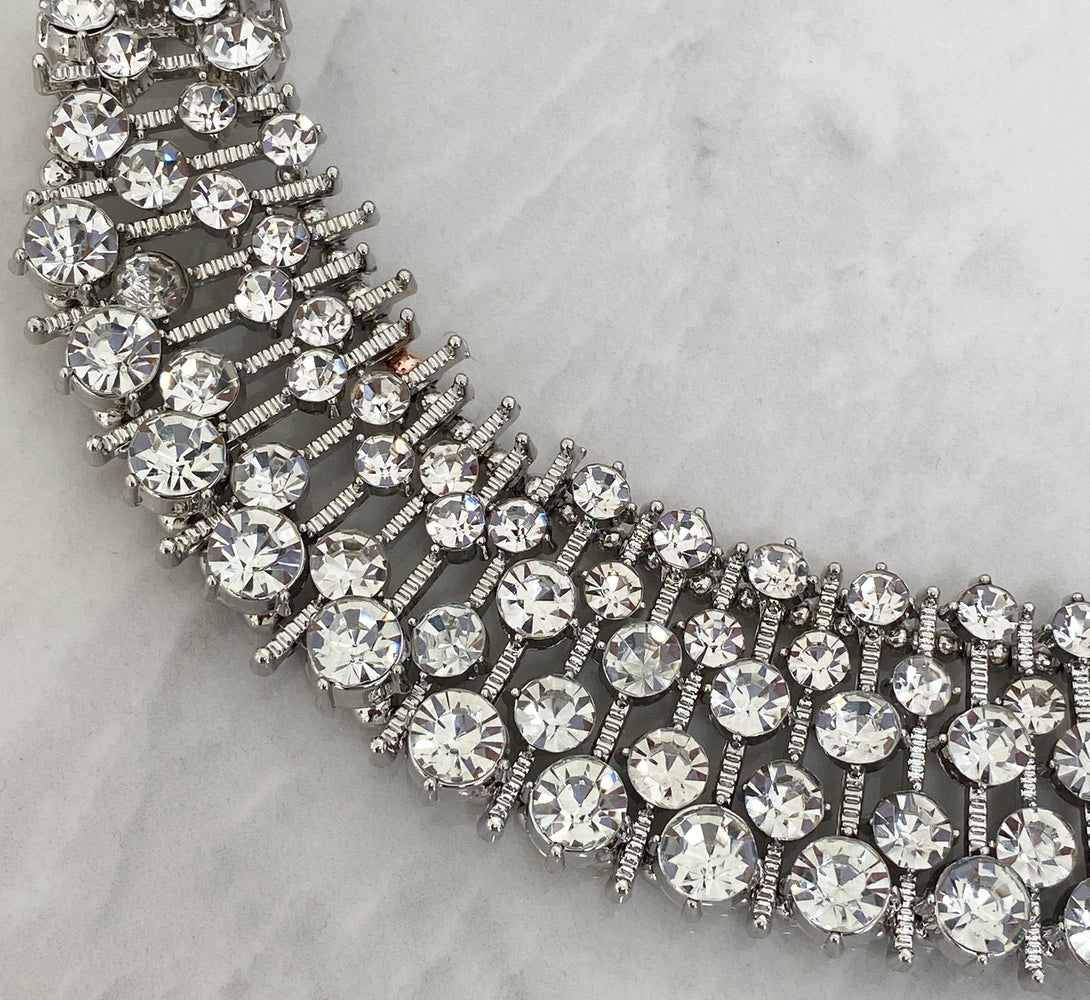 Silver Rhinestone Embellished Necklace - Not perfect but still beautiful