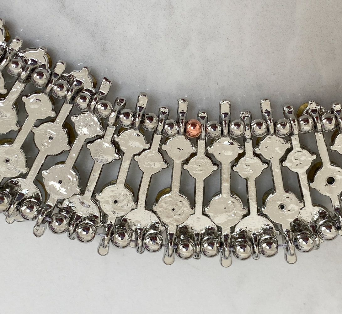Silver Rhinestone Embellished Necklace - Not perfect but still beautiful