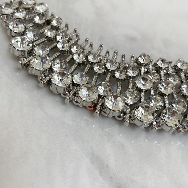 Silver Rhinestone Embellished Necklace - Not perfect but still beautiful