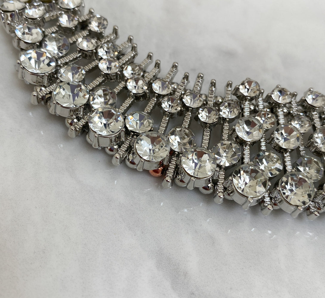 Silver Rhinestone Embellished Necklace - Not perfect but still beautiful