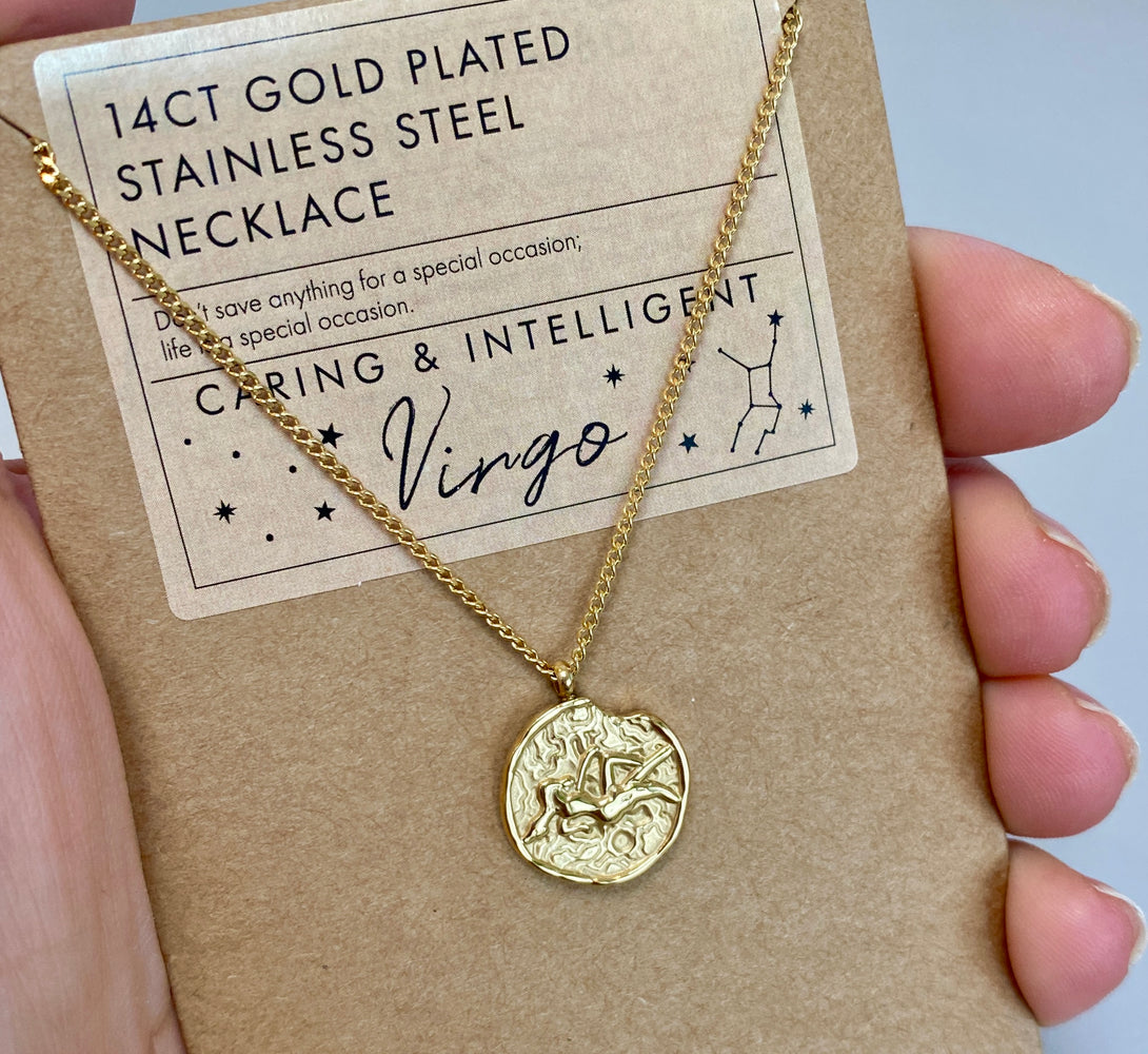 Virgo Zodiac Gold Pendant Necklace